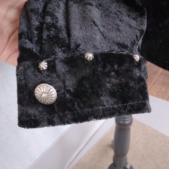 Stonebridge | Crushed Velvet Silver Button & Stud Shirt Black | Size 3X - Picture 4 of 10